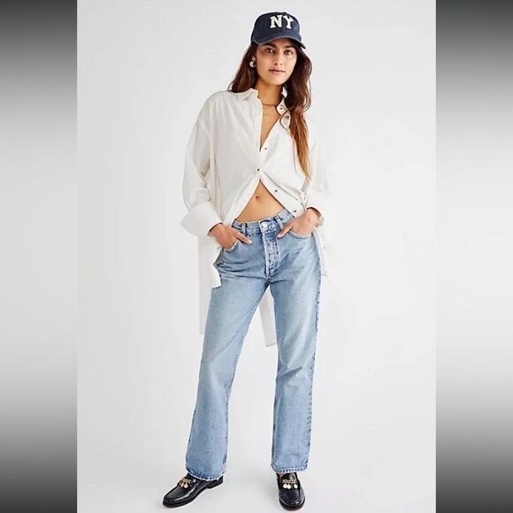 Free People Agolde Mid Rise Relaxed Boot Jeans 32 NWT - Picture 1 of 2